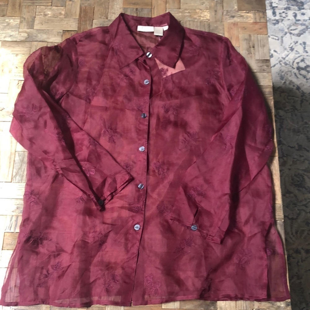 J Jill Silk Maroon Blouse NWT